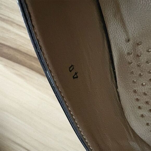 Anyi Lu Women's Black Leather Peep Toe Wedge Heels Size 9.5 - Picture 6 of 6